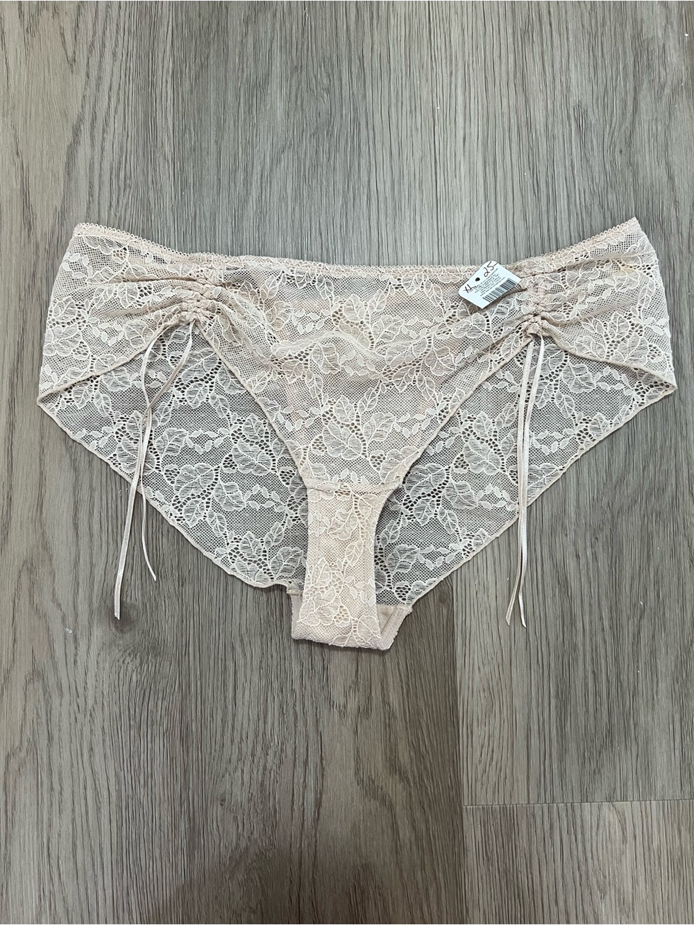 Wacoal Nude Lace Panty Drawstring Detail XL NWT 845142